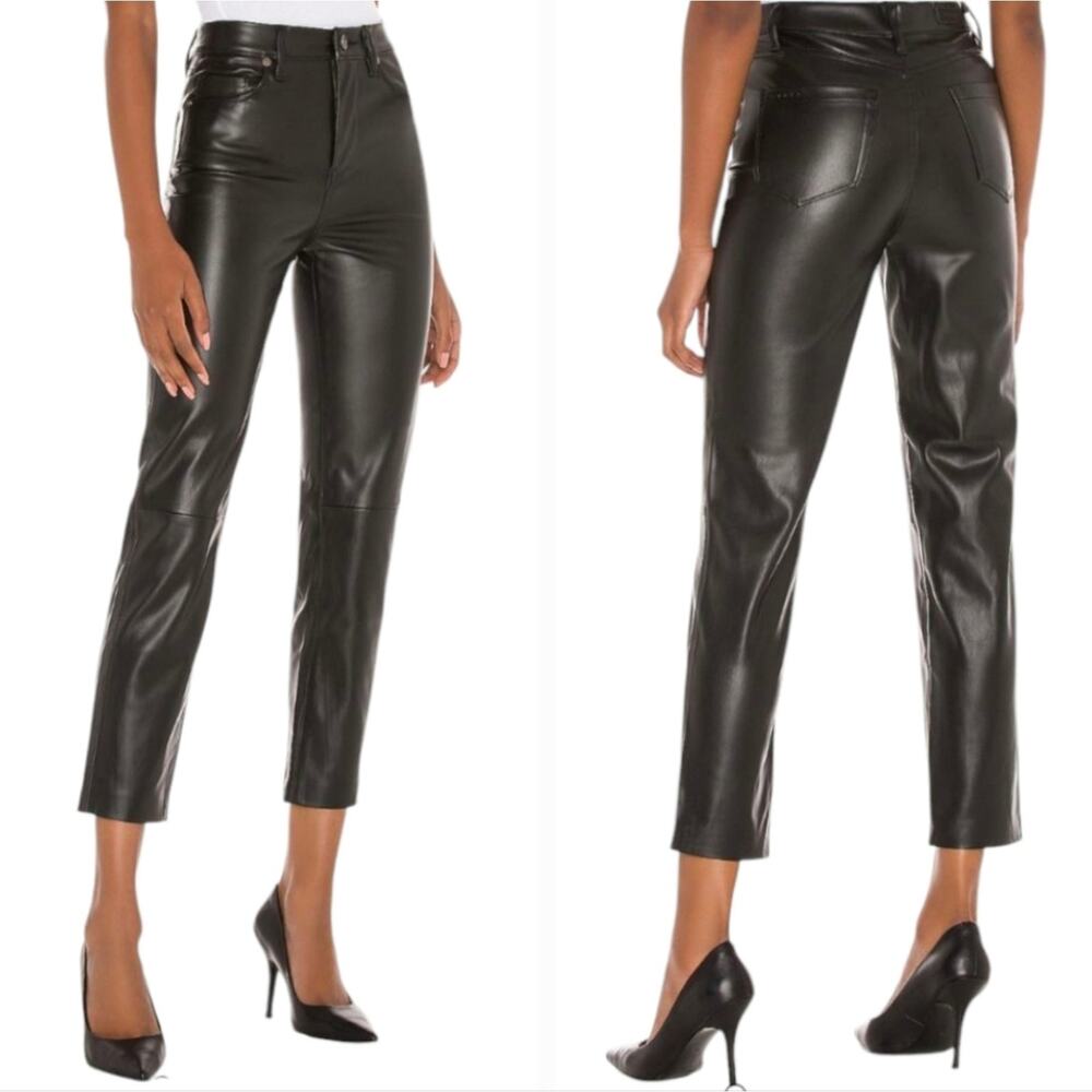 BLANKNYC The Bond Mid-Rise Skinny Black Coated Snakeskin Embossed Pants 27